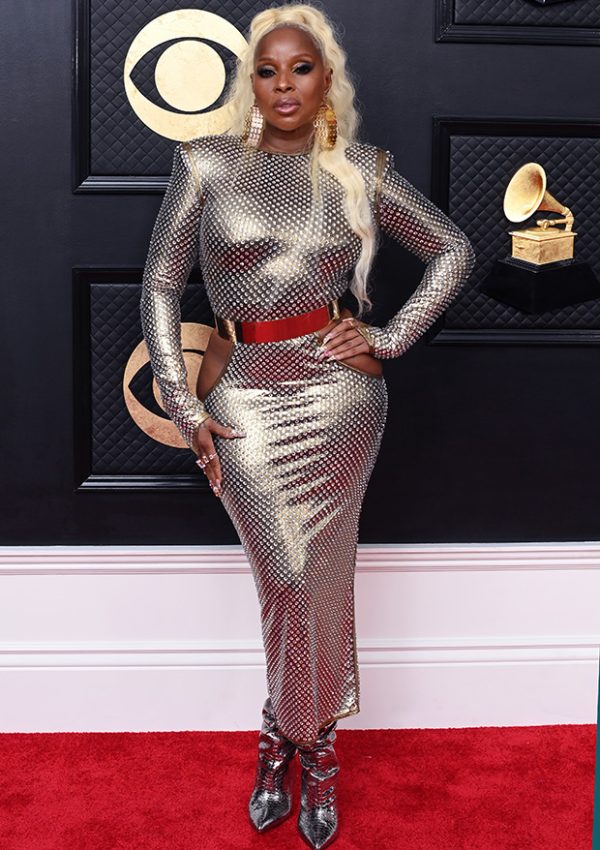 Mary J. Blige  wore Silver Cutout Gown at 2023 Grammys