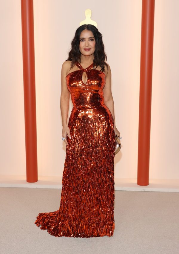 Salma Hayek In  Sequin Gucci Dress  @ Oscars 2023
