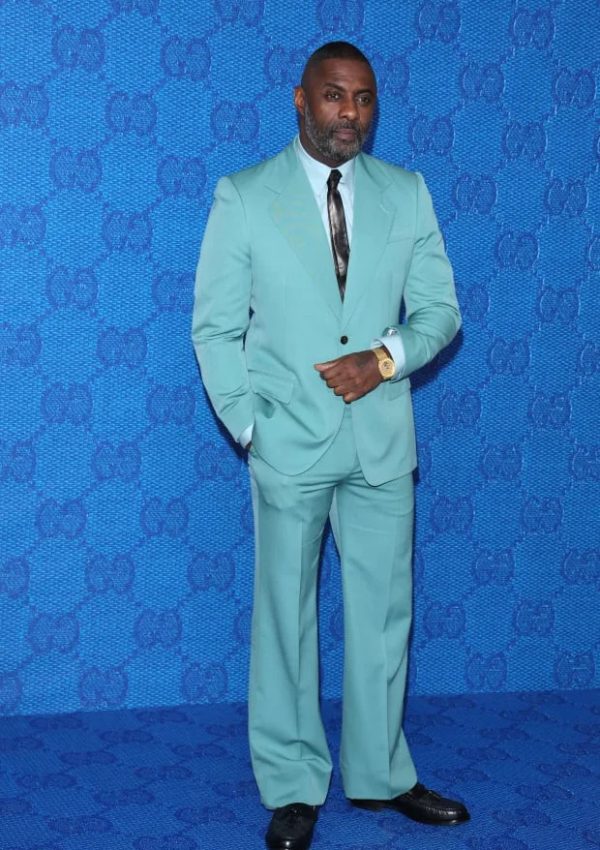 Idris Elba In a Powder Blue Gucci Suit @ Gucci Fall 2023 menswear show 