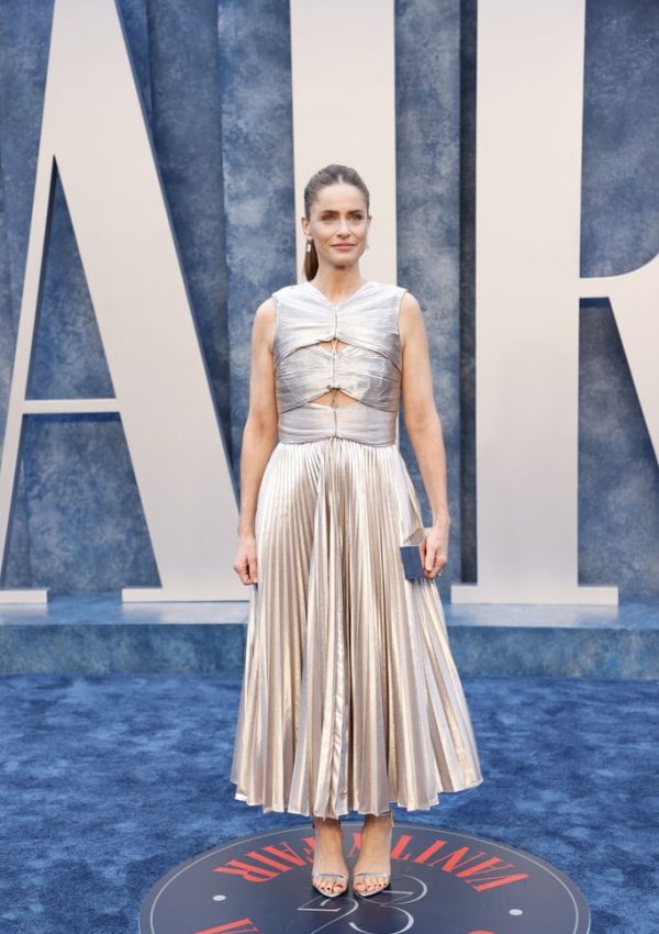 Amanda Peet  wore  metallic  ALTUZARRA Dress  @ 2023 Vanity Fair Oscars party
