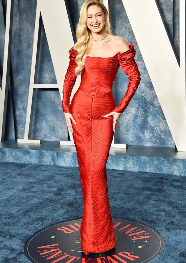 Gigi Hadid  red Zac Posen gown  @ Vanity Fair Oscar part 2023