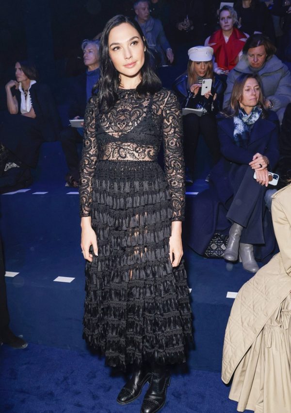 Gal Gadot  wore sheer lace Dress @ Christian Dior Fall 2023