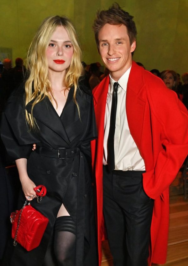 Elle Fanning and Eddie Redmayne front row at the Alexander McQueen FW23