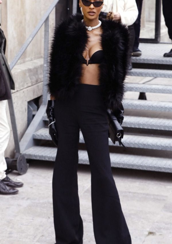 Jourdan Dunn  wears Black @ Elie Saab  Fall 2023 Paris Fashion Week