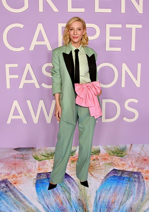 Cate Blanchett wore custom Valentino suit @ Green Carpet Fashion Awards 2023