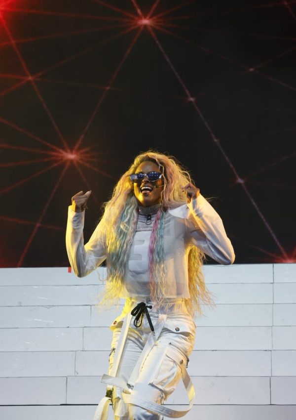 Ciara wore custom Swarovski crystal mesh tank & cargo pants @ Coachella  2023