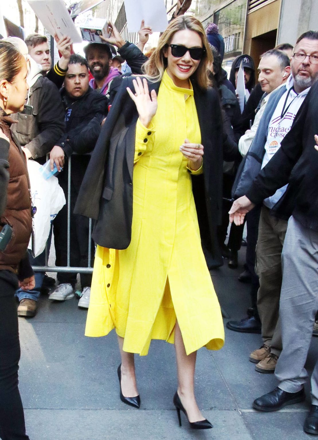 Elizabeth Olsen wore Yellow Proenza Schouler Dress @ Today show
