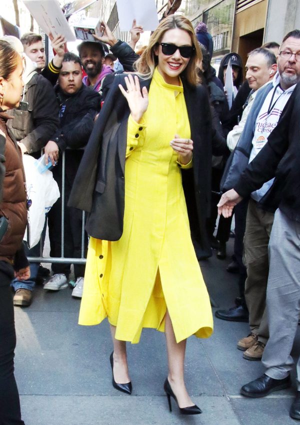 Elizabeth Olsen  wore Yellow Proenza Schouler Dress @ Today show