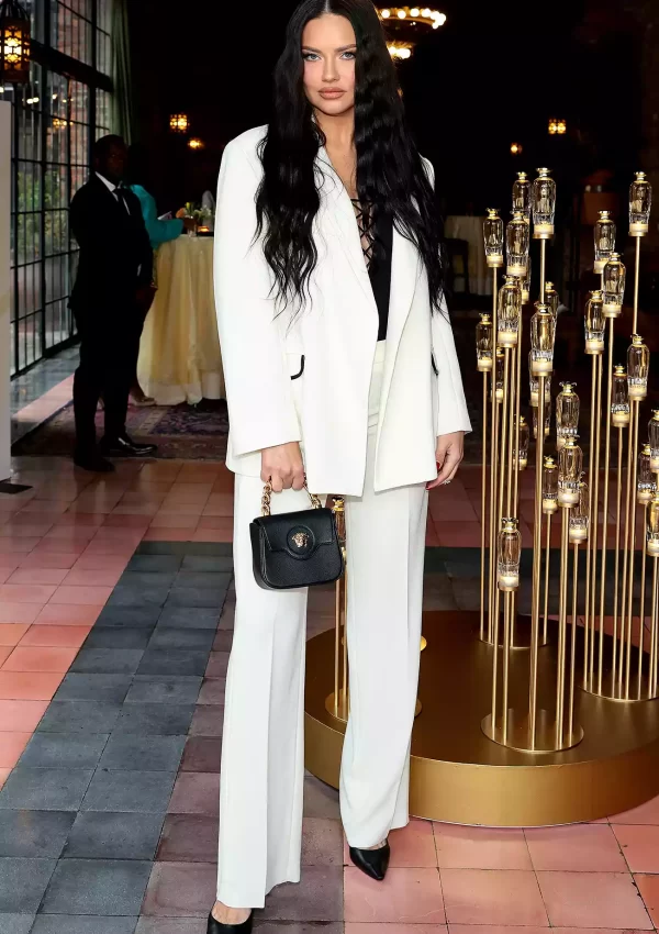 Adriana Lima in white suit @ Victoria’s Secret Heavenly Fragrance event in New York