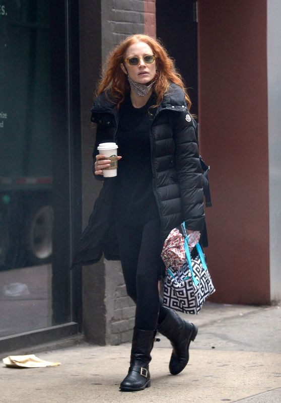 Jessica Chastain  wore  Moncler Padded Coat  @ New York March 29, 2023