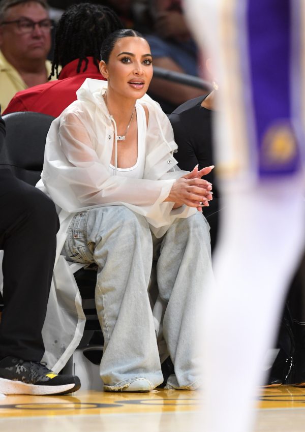 Kim Kardashian  in Sheer Top  & Baggy Pants  @ Lakers vs Golden State Warriors 3