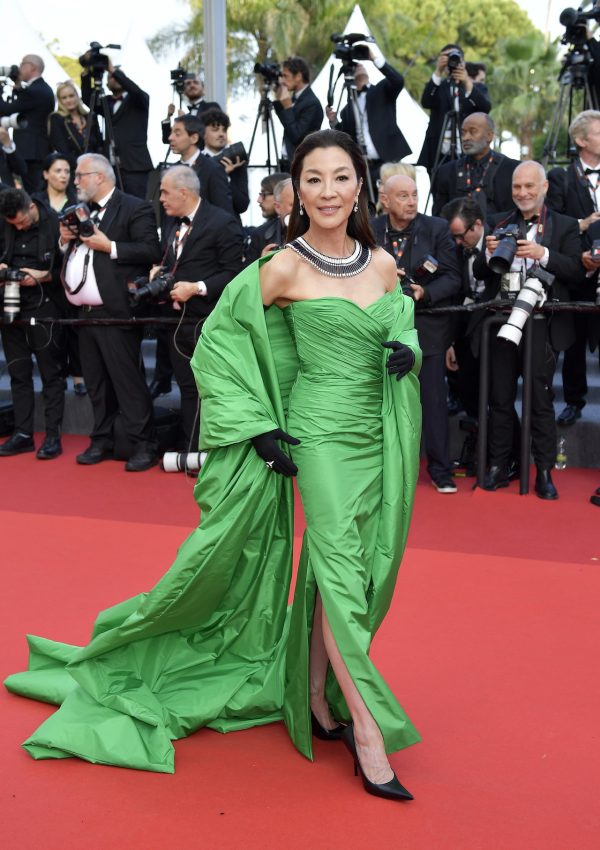 Michelle Yeoh wore green taffeta  Balenciaga gown @ “Firebrand (Le Jeu De La Reine)” Cannes Premiere