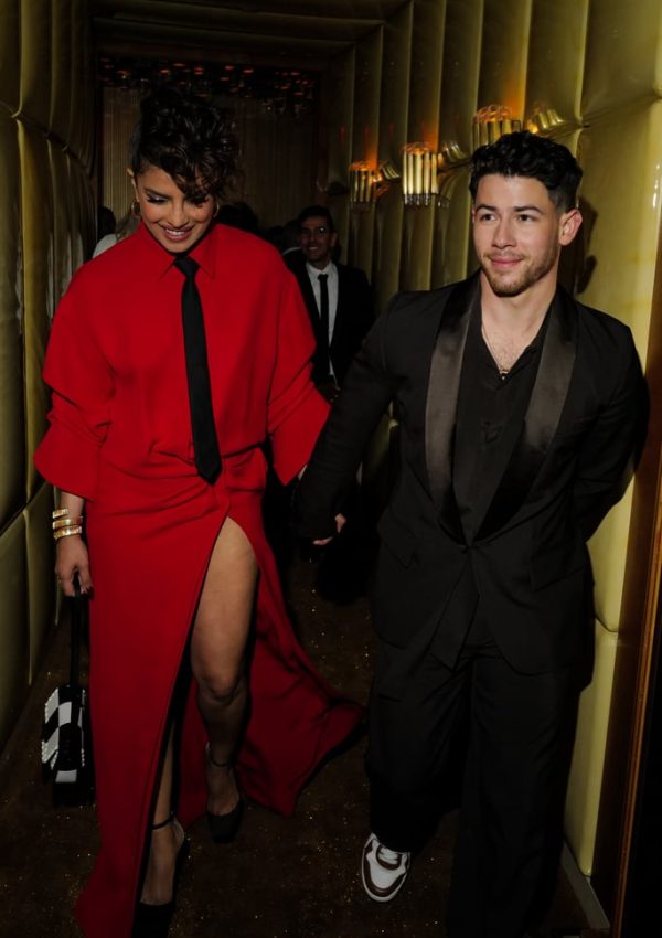 Priyanka Chopra  in red suit dress & Nick Jonas in black suit  @ 2023 Met Gala afterparty