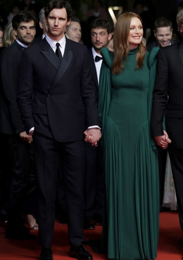 Julianne Moore  wore  emerald Louis Vuitton gown @ “May December” Cannes premiere