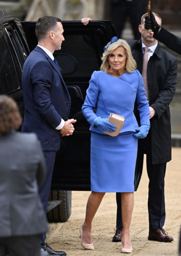 First Lady Jill Biden  wore blue Ralph Lauren dress @ coronation