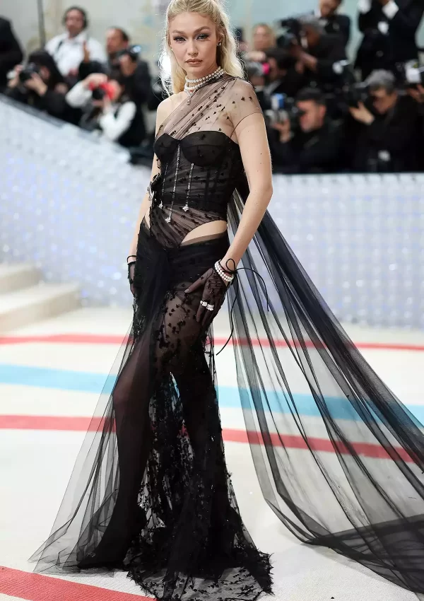 Gigi Hadid in Sheer Corset  Givenchy Gown at the 2023 Met Gala