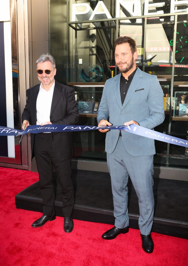 Jean-Marc Pontroué  & Chris Pratt @ Panerai flagship  Madison Avenue  NY store opening