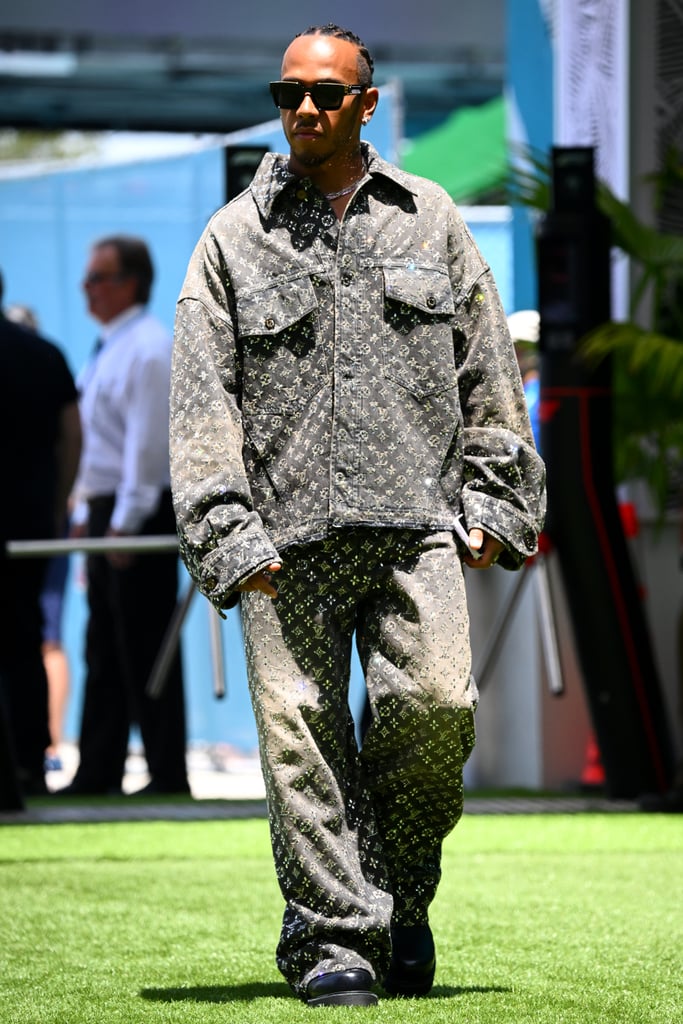 Lewis Hamilton Dons Damier Pattern for Louis Vuitton Menswear Show