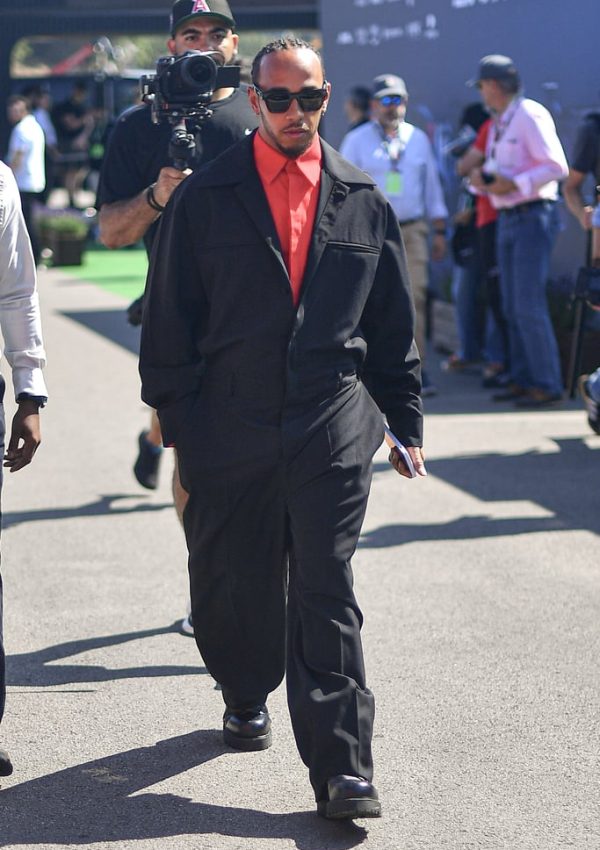 Lewis Hamilton  In Black Jumpsuit @ the F1 Spanish Grand Prix