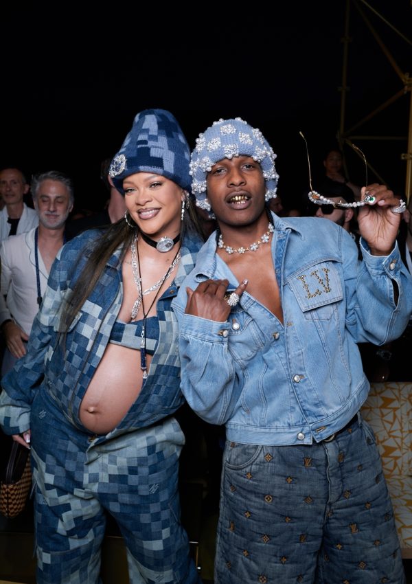 Rihanna and A$AP Rocky  Rocks Denim @ Louis Vuitton show in Paris