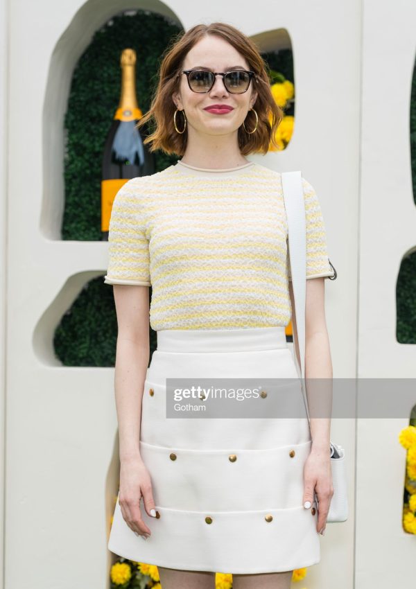 Emma Stone wears Melinda Maria  Earrings  @ 2023 Veuve Clicquot Polo Classic