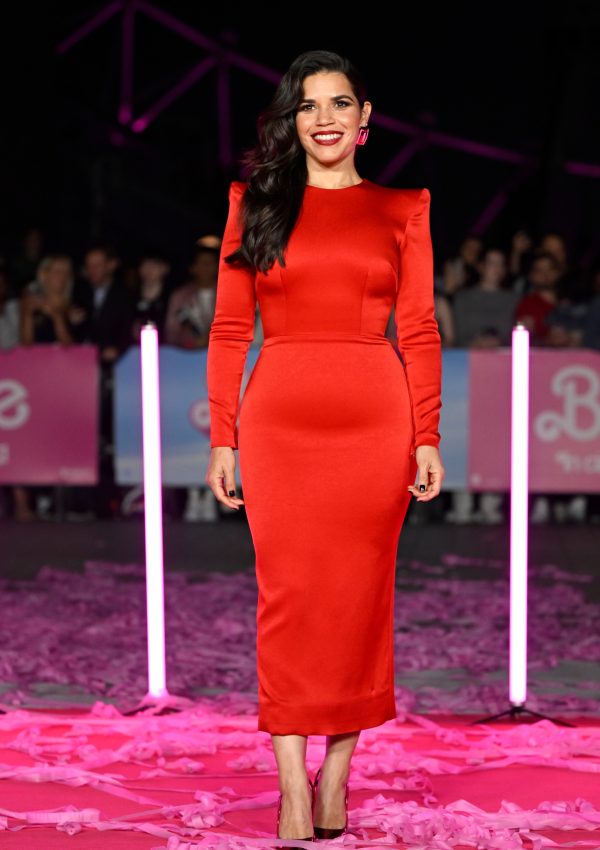 America Ferrera  in Red Dress @ “Barbie” VIP photo  in London