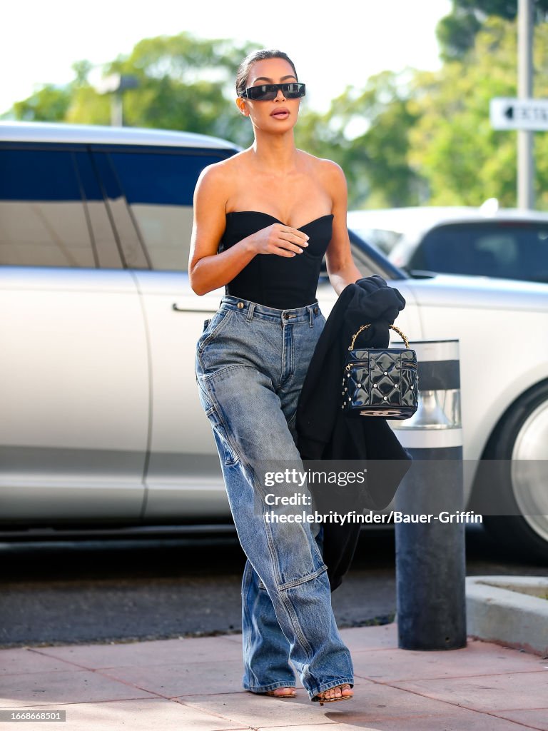 Kim Kardashian carries Chanel Patent Leather Tote Bag @ Los