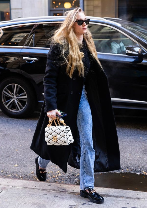 Sophie Turner carries  Louis Vuitton Go-14 MM Bag @ New York  November 2, 2023