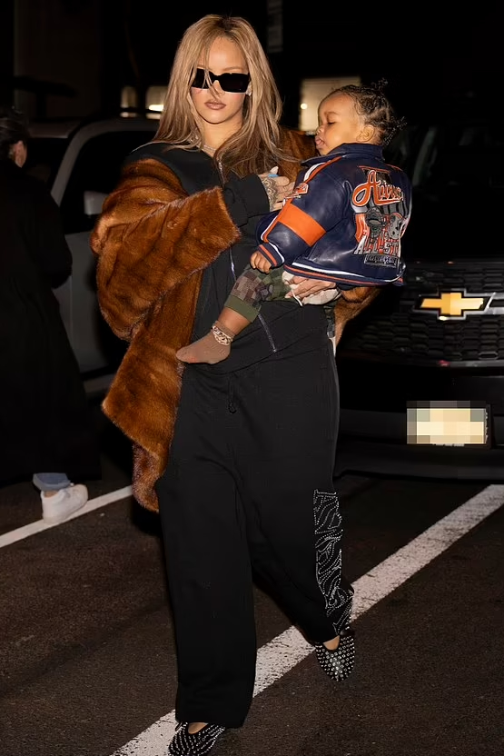 Rihanna wears    Awake Rhinestone  Sweatsuit @  New York City November 23, 2023