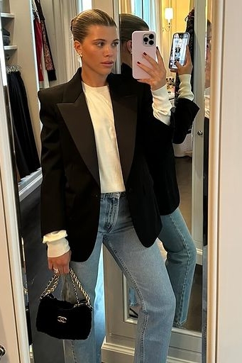 Sofia Richie  wore  Saint Laurent  Blazer @ Instagram November 28, 2023
