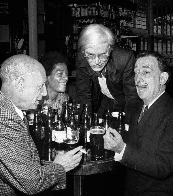 Pablo Picasso, Jean-Michel Basquiat, Andy Warhol and Salvador Dali  In 1980s
