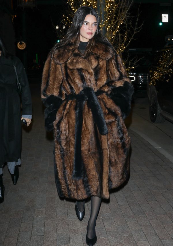 Kendall Jenner wore  Phoebe Philo Hand-Painted Coat @ Aspen December 15, 2023