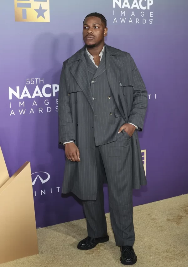 John Boyega wore three-piece pinstripe suit @ NAACP Image Awards  2024