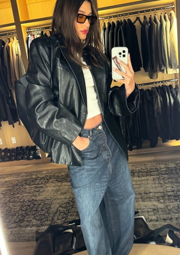 Hailey Bieber  wore    Balenciaga Jeans  @ Instagram February 29, 2024