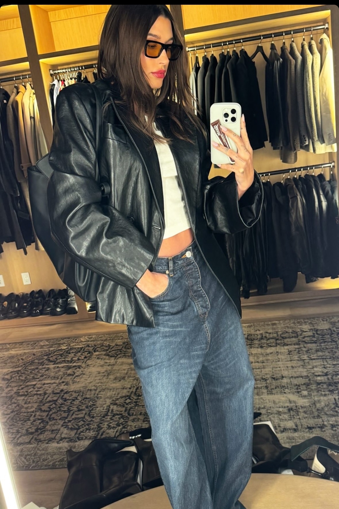 hailey-bieber-wore-balenciaga-jeans-instagram-february-29-2024